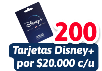200 tarjetas Disney+